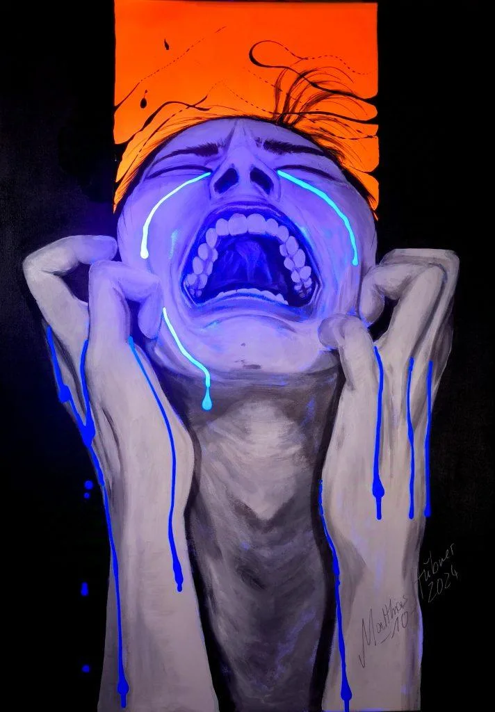 Kunstwerk Matthias Hübner, Wohin,2024, Acryl auf Leinwand, 100x70cm