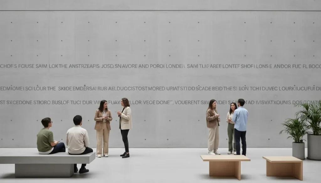 Zeitgenössischer Kulturraum mit minimalistischer Architektur im Editorial-Stil (KI-generiert)
