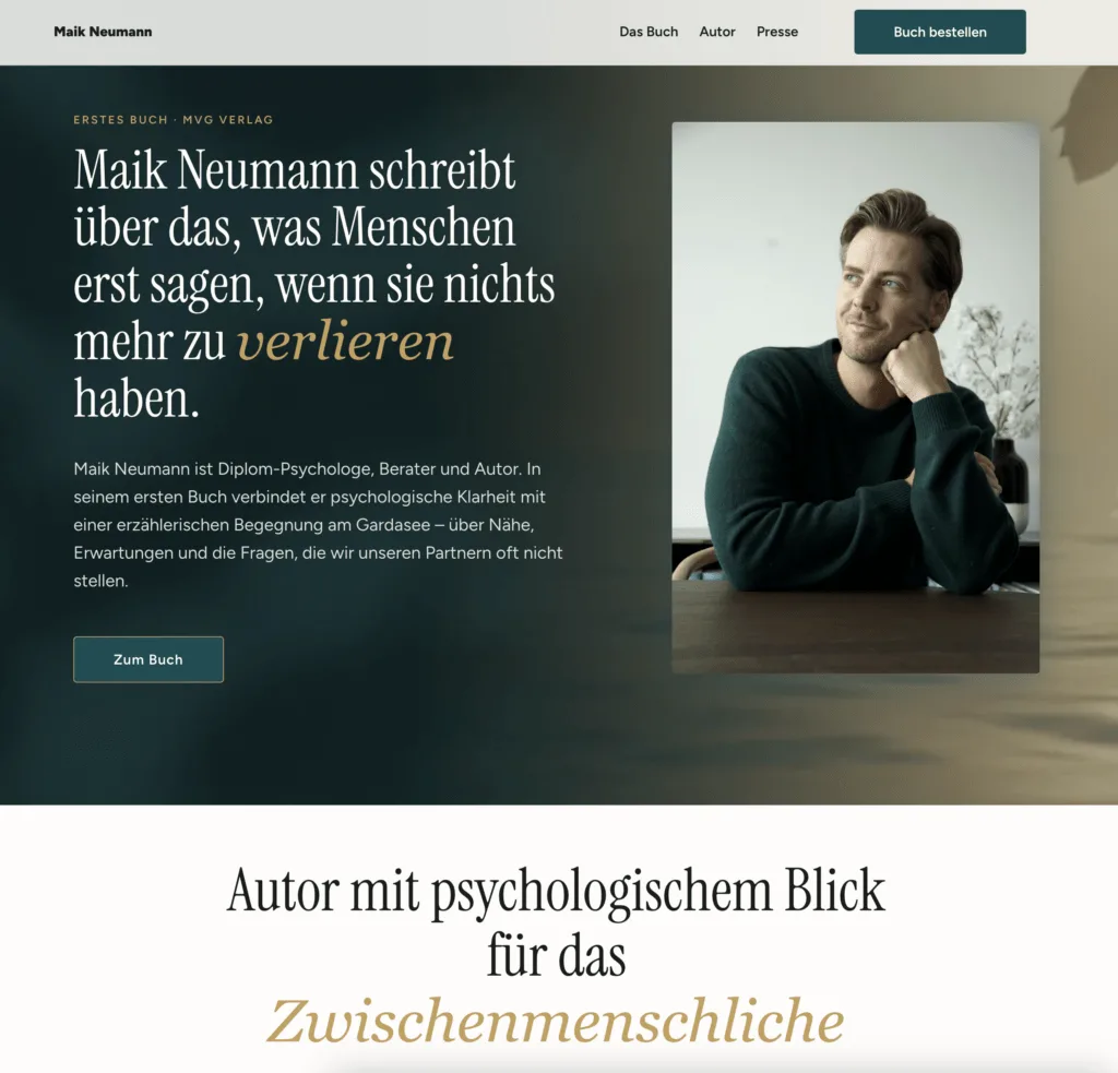 Marketing für Autor:innen Website des Autors Maik Neumann