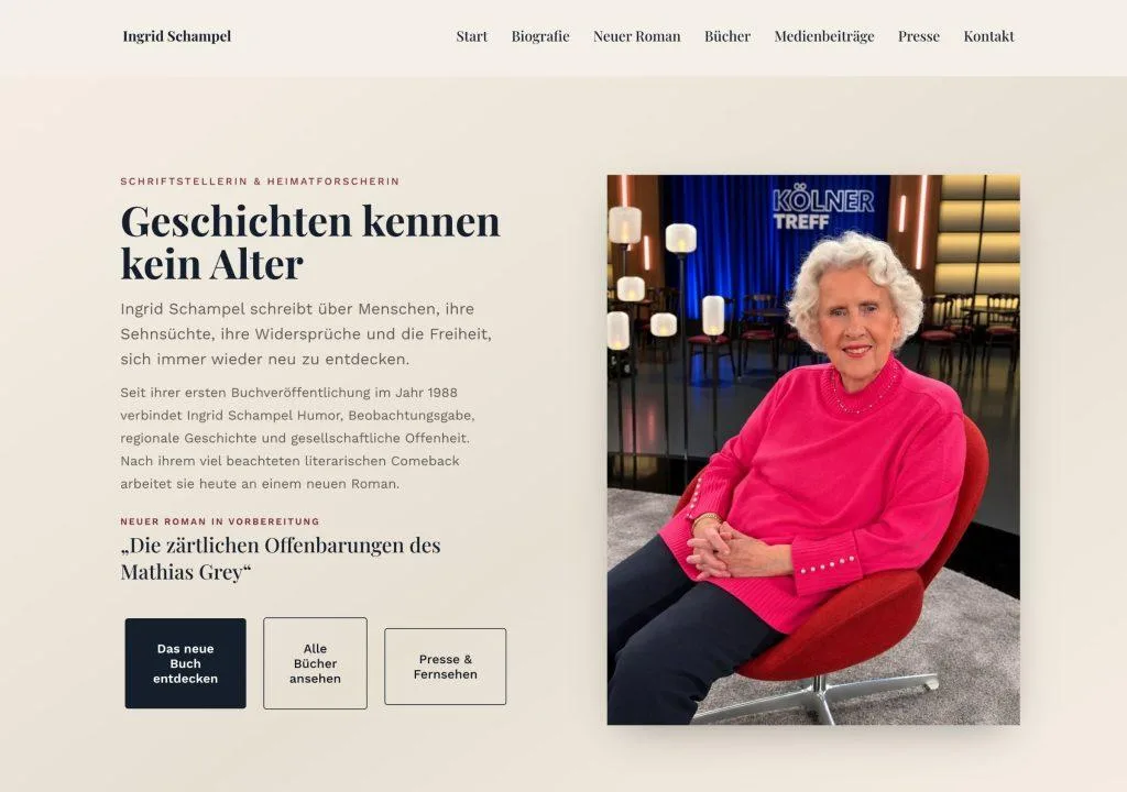 Marketing für Autor:innen Website der Autorin Ingrid Schampel